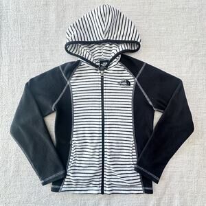 The North Face Girl's Black & White Fleece Hoodie Jacket VGUC 7/8